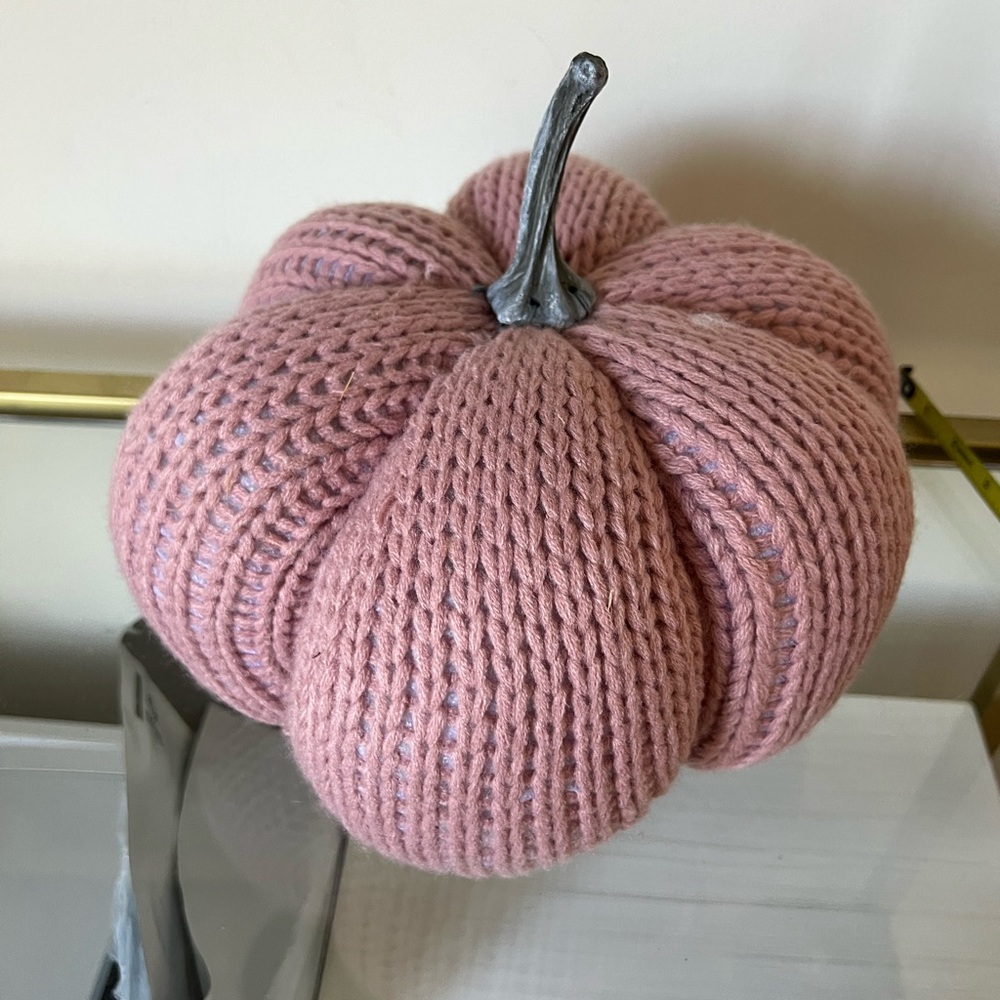 Pink Knit crochet Pumpkin Decor